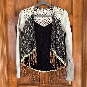 Gimmicks by BKE boho cardigan with fringe